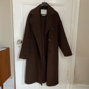 Mango handmade oversized brown wool coat double breasted XS barely worn